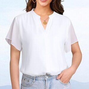 Bebonnie White Short Sleeve Blouse, size M, new in sealed bag